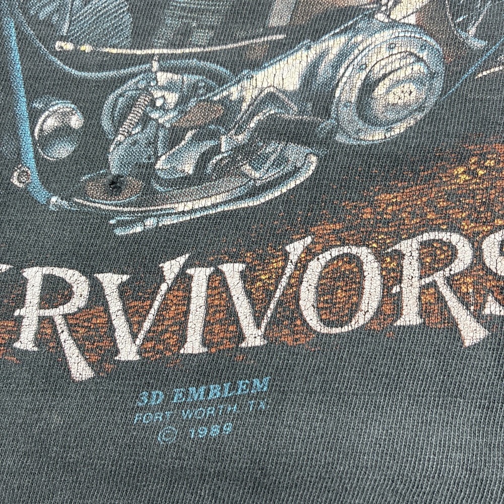 1989 Harley Davidson 3D Emblem Wolf Survivors Single Stitch Mens M Black USA - Picture 3 of 16